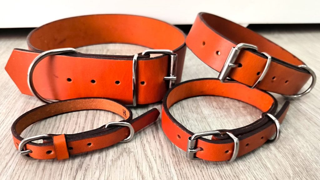 venta de producto para perros y gatos, collar de cuero, color avellana, artesanal, imagen de repiki shop