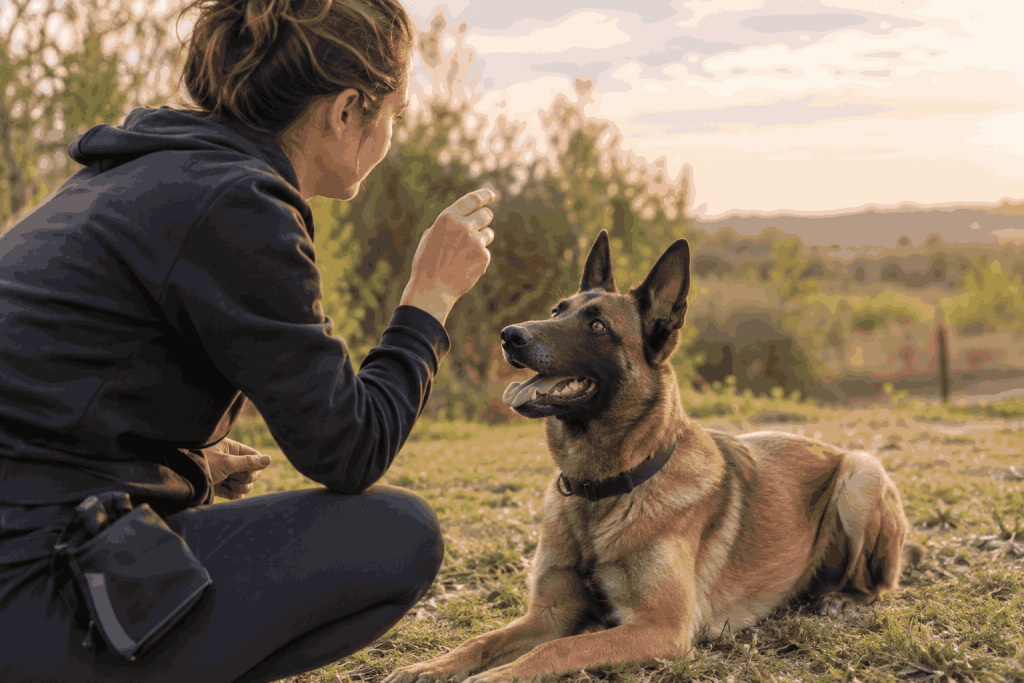 sesión de adiestramiento canino